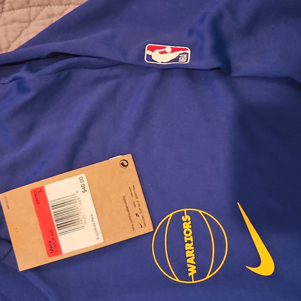 Long Skeeve Nike Blue and Yellow Warriors Shirt. Dri Fit - Picture 2 of 2
